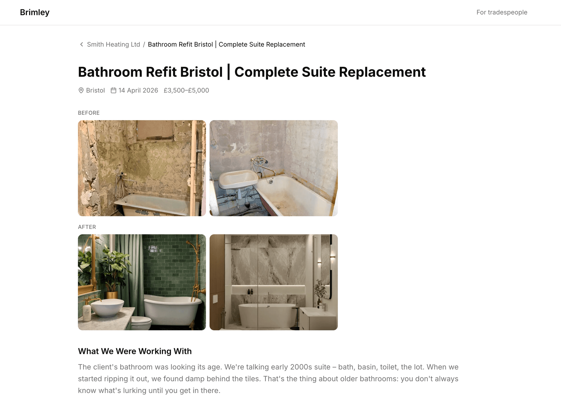 Case study — Bathroom Refit Bristol with before and after photos