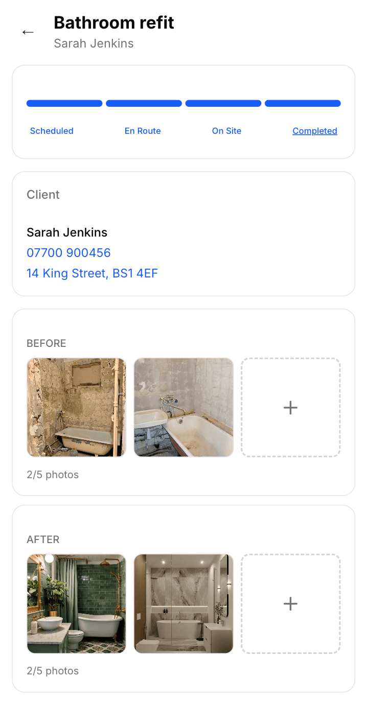 Job with before and after photos